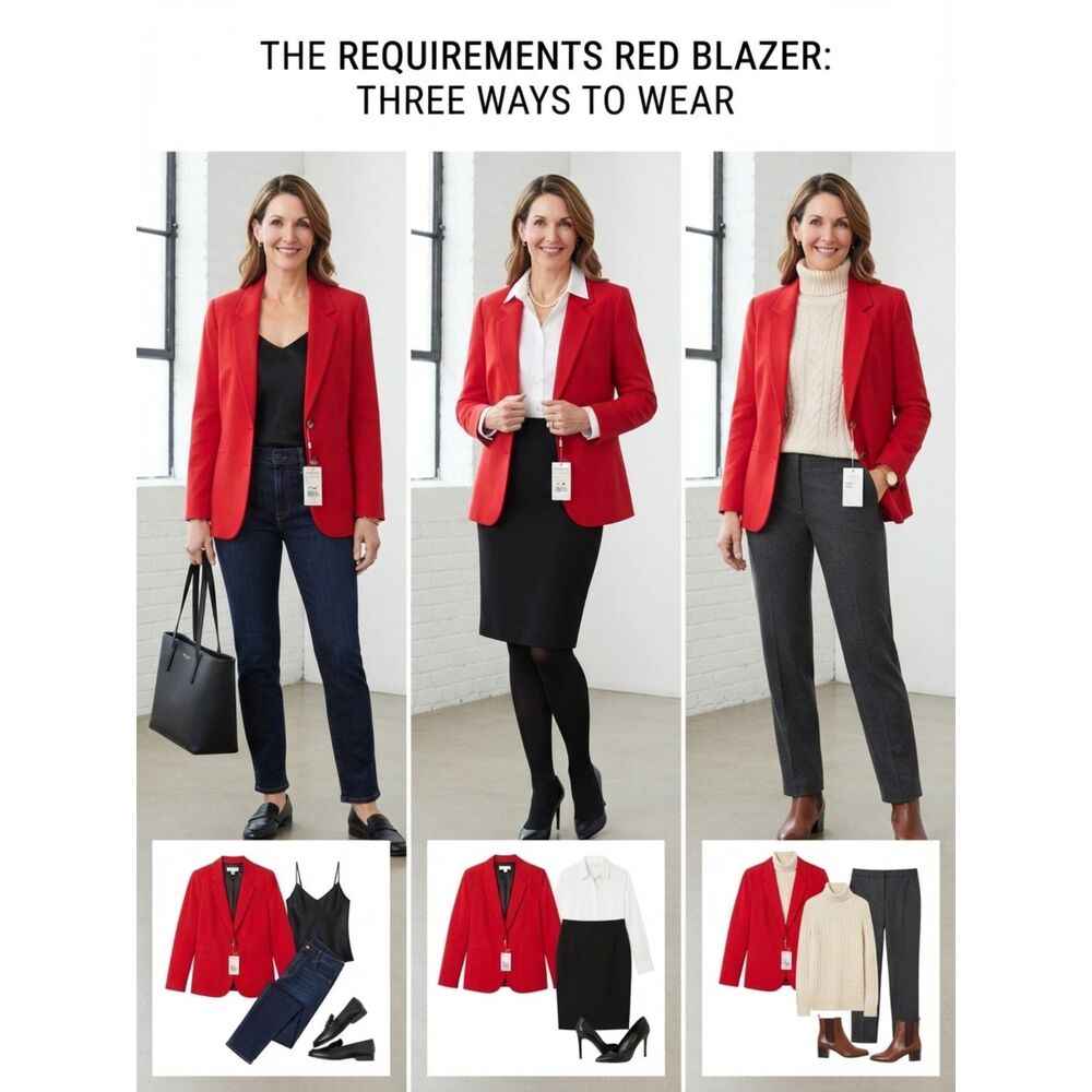 Requirements VGT Red Single-Breasted Blazer Size 12 NWT